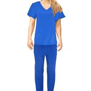 JEFFRICO Scrubs For Women Scrub Set V-Neck Scrub Top and Jogger Scrub Pants